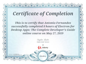 Certificate: Electron for Desktop Apps: The Complete Developer's Guide